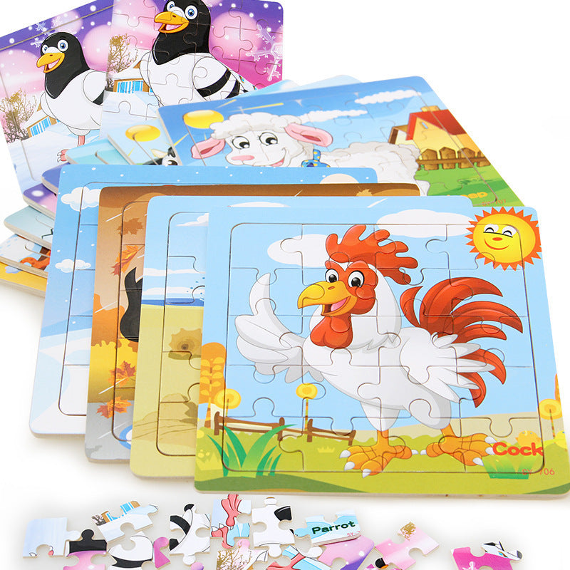 Puzzle en bois animal volaille enfant