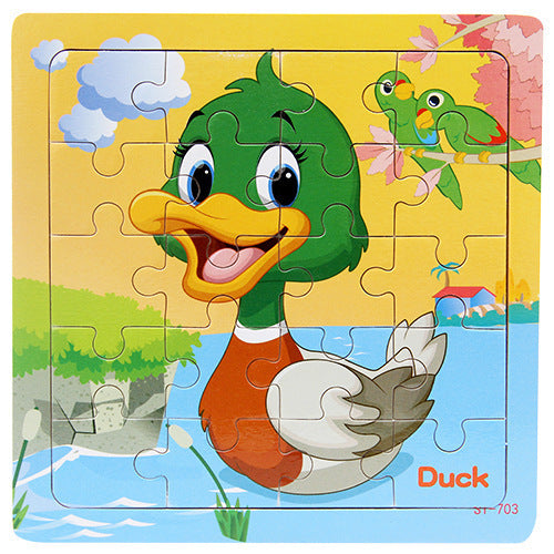 Puzzle en bois animal volaille enfant