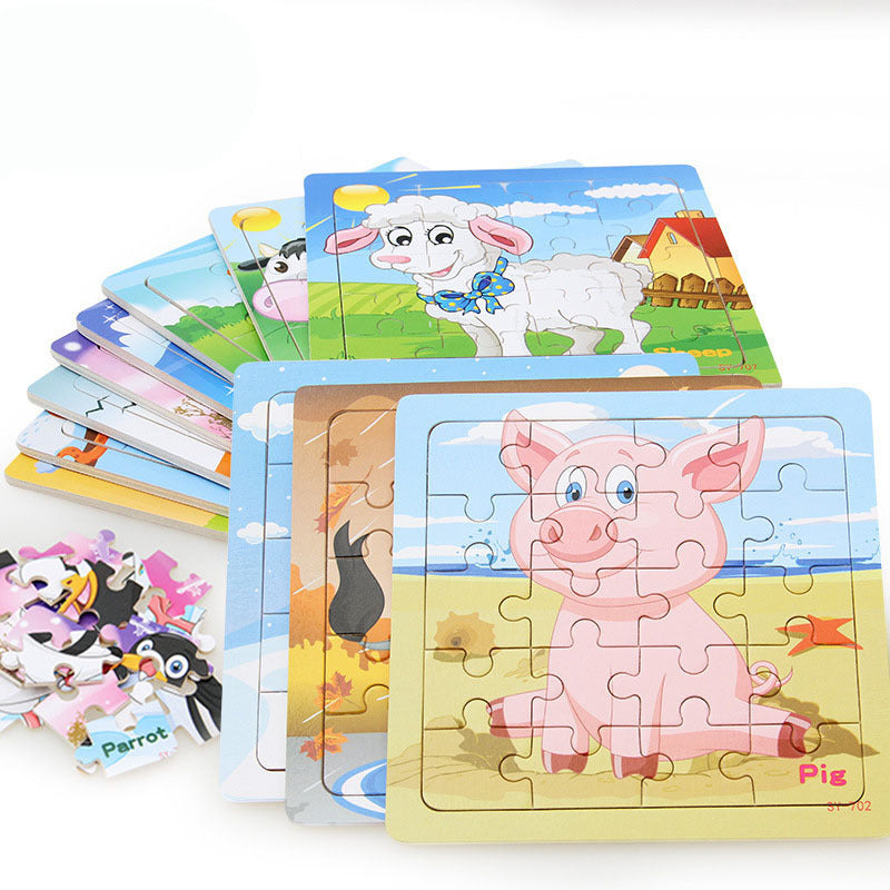 Wooden puzzle animal poultry child