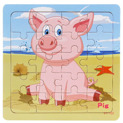 Puzzle en bois animal volaille enfant