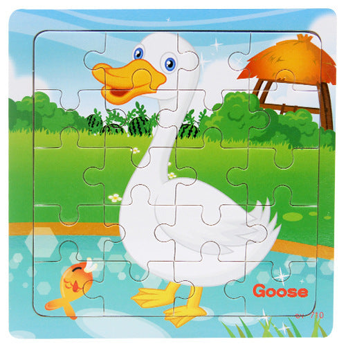 Puzzle en bois animal volaille enfant